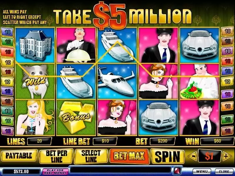 Take 5 Million Dollars PlayTech Slot Game released in   - Free Spins