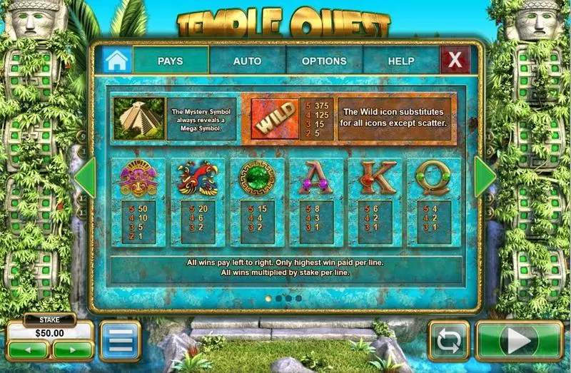 Temple Quest Spinfinity Big Time Gaming Slot Game released in January 2018 - Free Spins