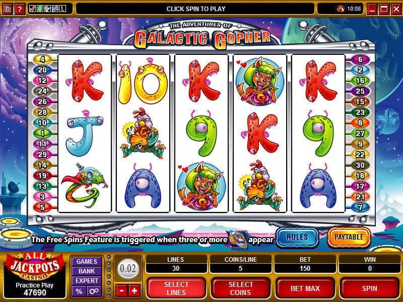 The Adventures of the Galactic Gopher Microgaming Slot Game released in   - Free Spins
