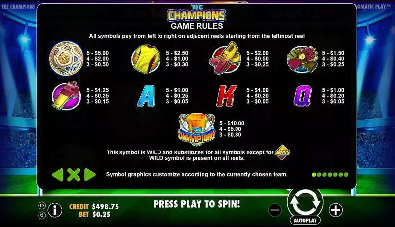 The Champions Pragmatic Play Slot Game released in June 2018 - Second Screen Game