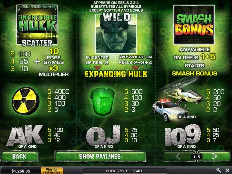 The Incredible Hulk 50 Line PlayTech Slot Game released in   - Jackpot bonus game