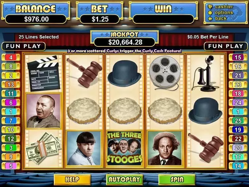 The Three Stooges RTG Slot Game released in December 2008 - Free Spins