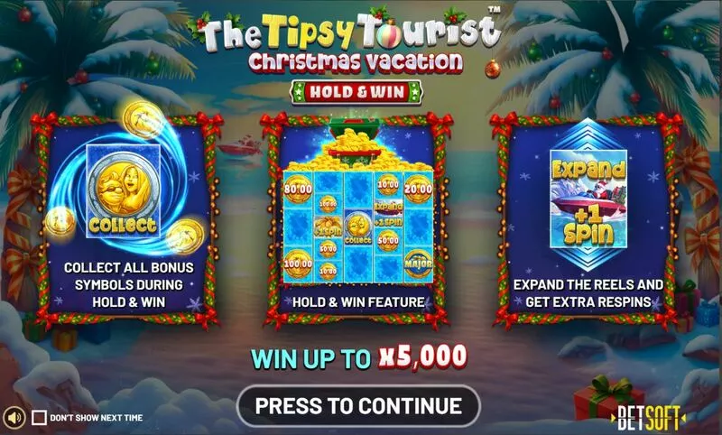 The Tipsy Tourist - Christmas Vacation BetSoft Slot Game released in November 2025 - Buy FeatureCollect BonusHold and Win
