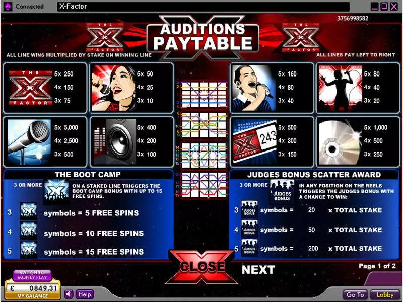 The X Factor 888 Slot Game released in October 2010 - Free Spins