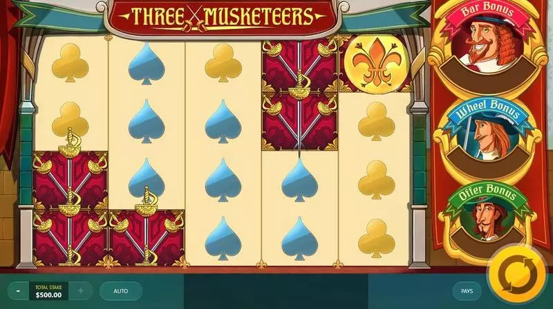 Three Musketeers Red Tiger Gaming Slot Game released in May 2017 - Second Screen Game
