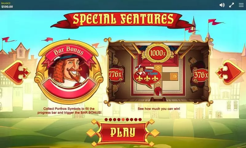 Three Musketeers Red Tiger Gaming Slot Game released in May 2017 - Second Screen Game