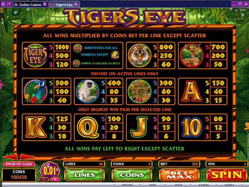 Tiger's Eye Microgaming Slot Game released in   - Free Spins