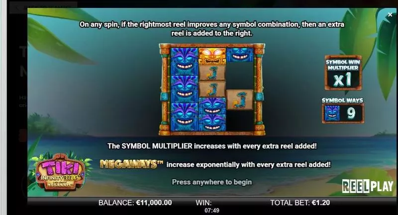 Tiki Infinity Reels X Megaways ReelPlay Slot Game released in July 2021 - Free Spins