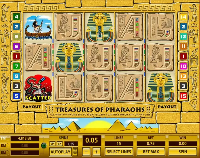 Treasures of Pharaohs 15 Lines Topgame Slot Game released in   - Free Spins