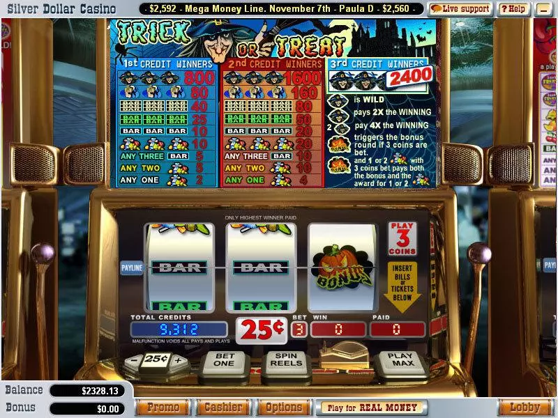 Trick or Treat WGS Technology Slot Game released in October 2007 - Second Screen Game
