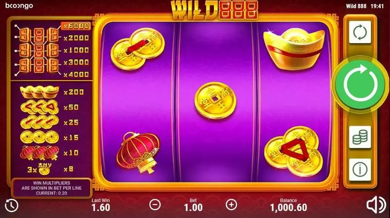 Wild 888 Booongo Slot Game released in September 2018 - 