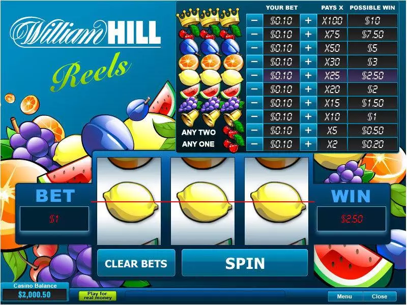 William Hill Reels PlayTech Slot Game released in   - 