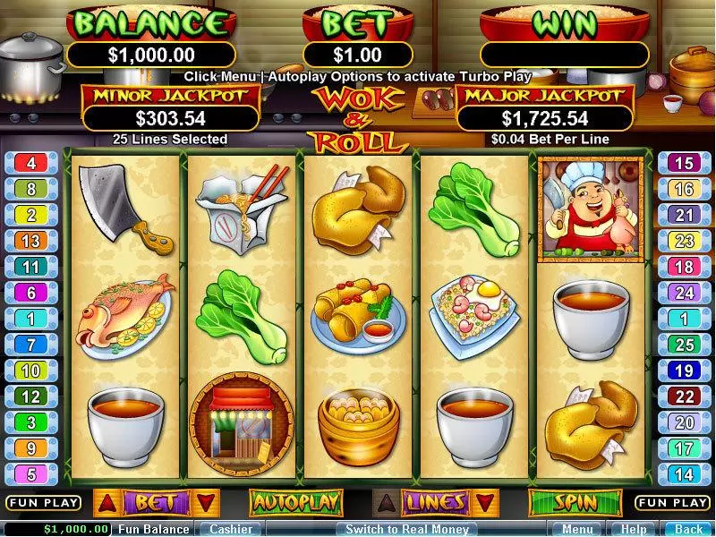 Wok and Roll RTG Slot Game released in December 2009 - Free Spins